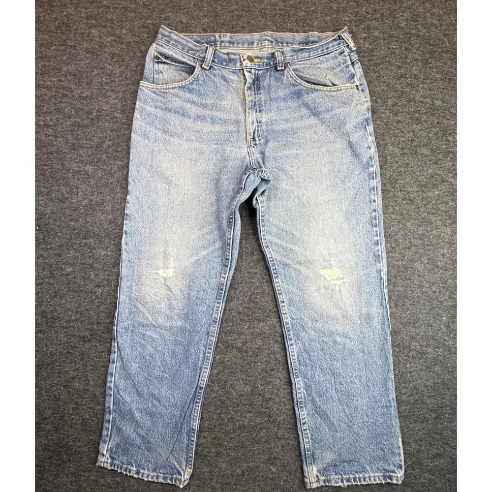 Riders by Lee Jeans Mens 36x29 Blue Distressed Straight Leg Denim‎ Y2K Fit 34x29 - Picture 2 of 12